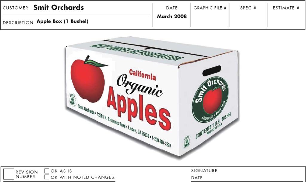 A box of apples with the label california organic apples.